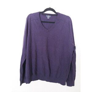 Brooks Brothers 346 Mens Purple V-Neck Sweater XL Cotton Cashmere Blend